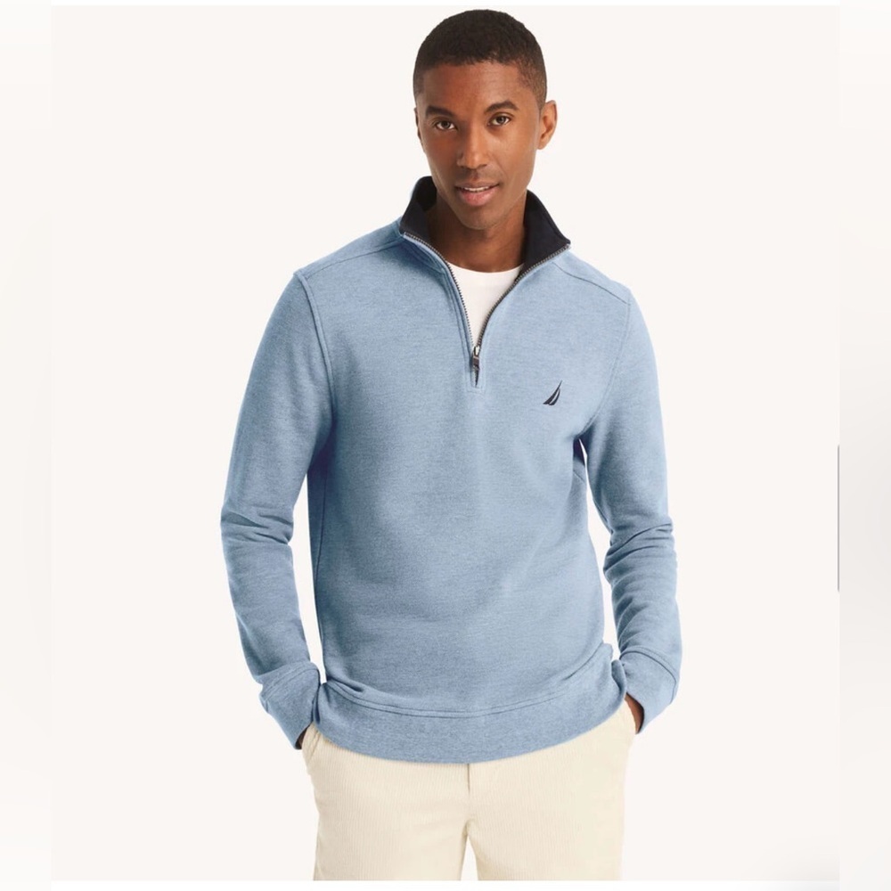 Nautica quarter-zip pullover sweatshirt Men's Blue Sweater Size:M
